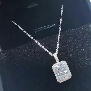 Diamond Cubic Zirconia Silver Pendant Necklace